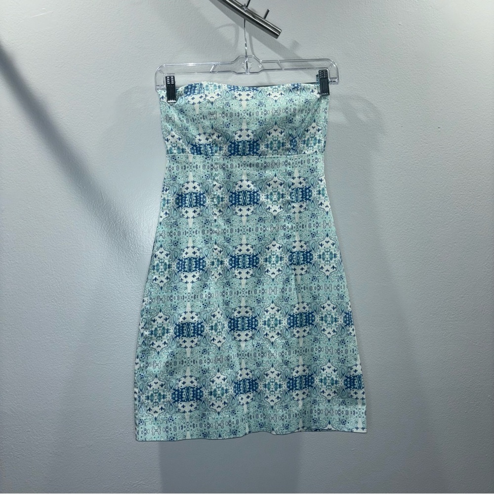 Kaeli Smith Mediterranean Blue Strapless Preppy Dress Size 2 – Made in USA
